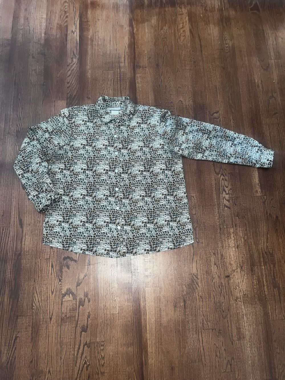 Vintage Notations Long-Sleeve Button-Up Shirt